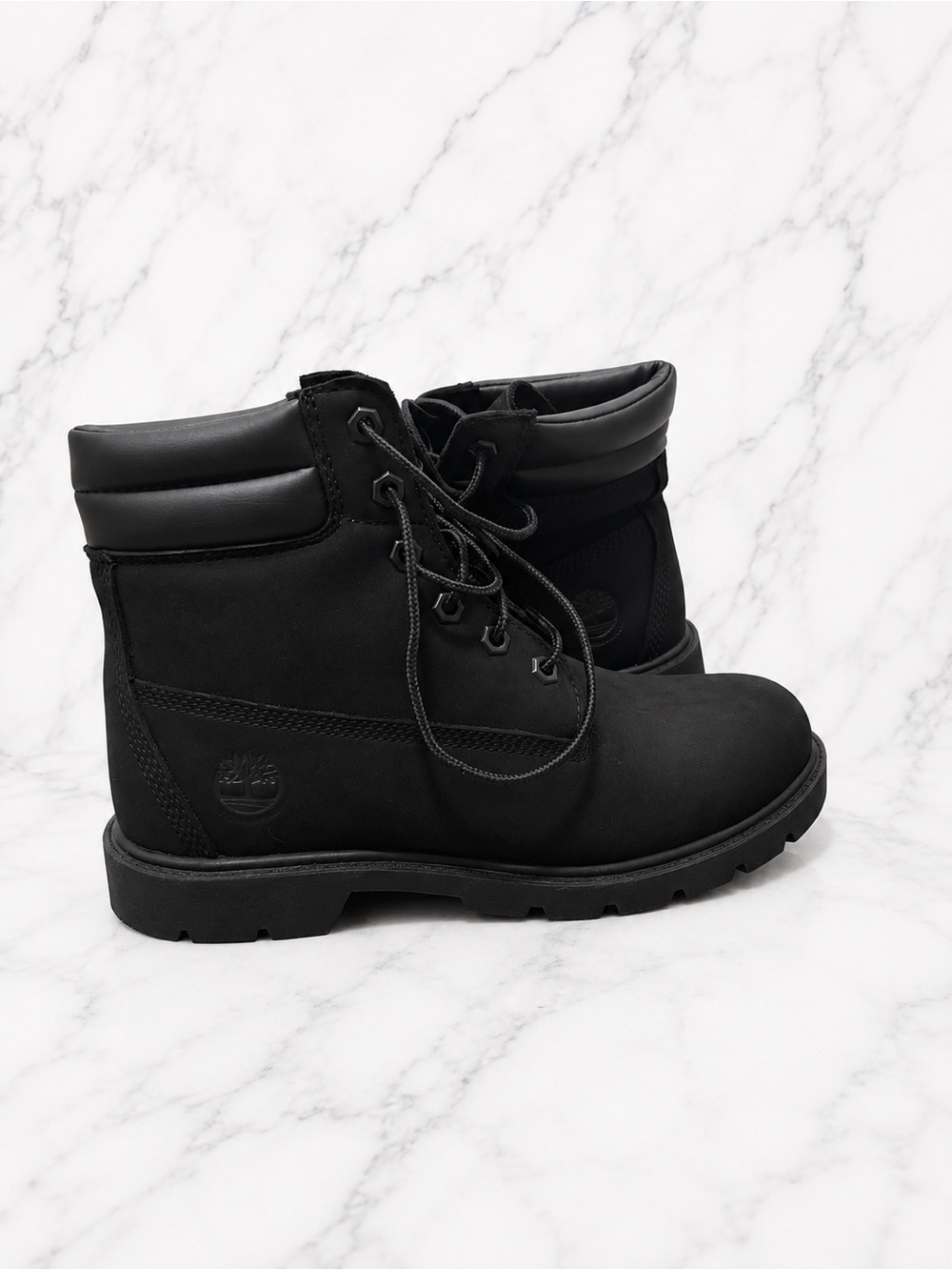 Timberland 6-Inch Waterproof Triple Black Nubuck Lug Sole Boots |Womens| Size 8 - Picture 3 of 7